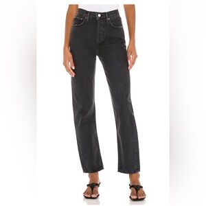 AGOLDE 90s Pinch Waist High Rise Straight Leg Jeans size 26 Black Wash
